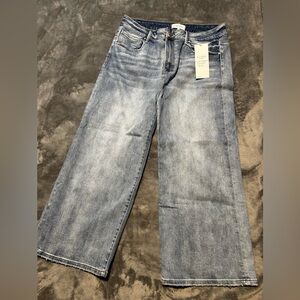 Risen Wide-Leg Light Wash Jeans, NWT